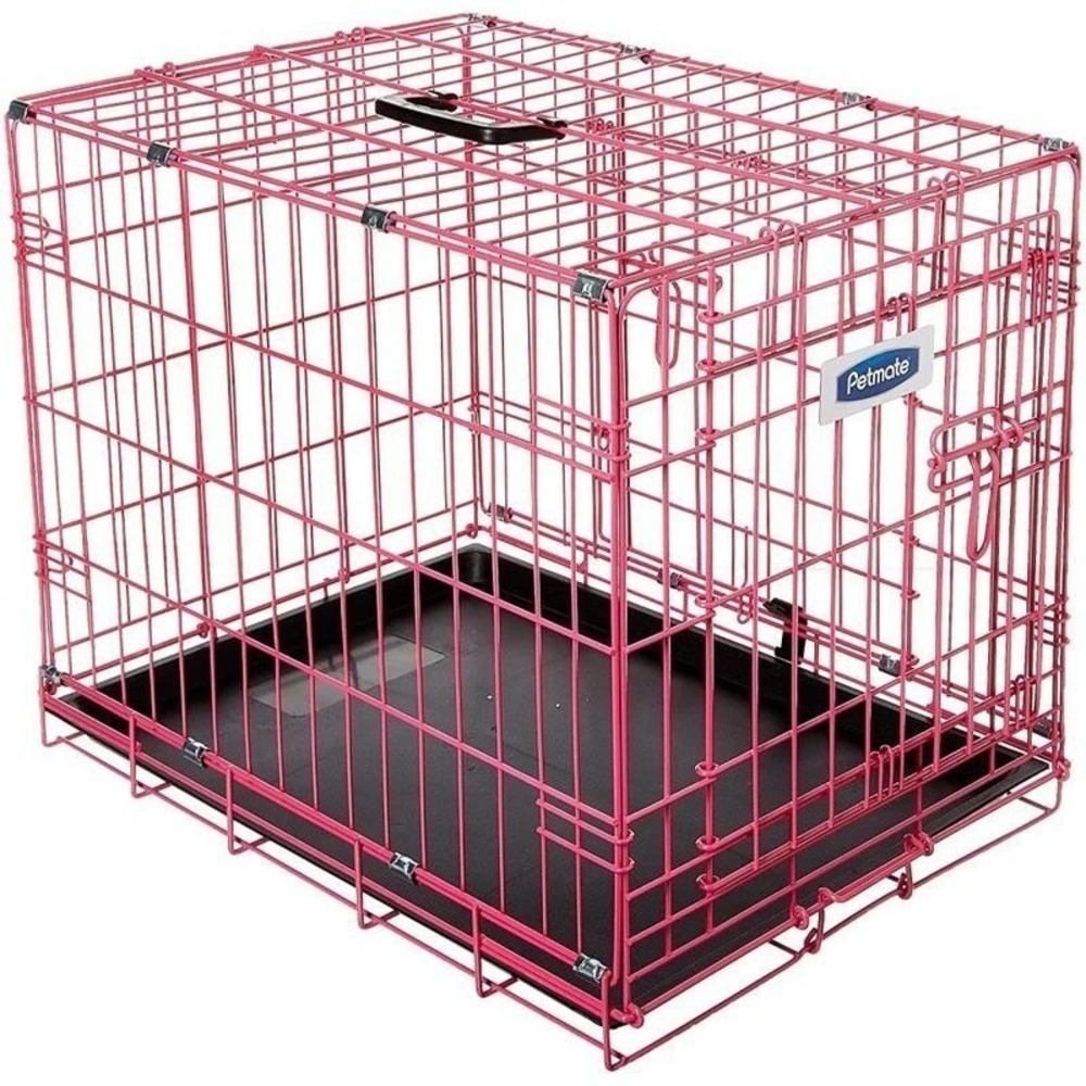 $85 PETMATE® 24" x 18" x 19" 2-Door Training Pink Wire Dog Crate NIB